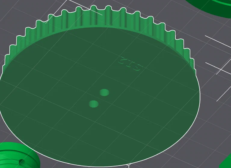 Close-up of a recessed part identifier in a CAD component