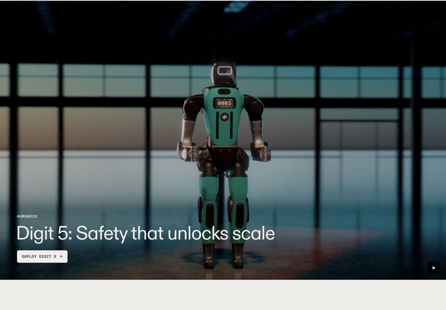 Agility’s Digit 5 product page introducing the next generation humanoid.