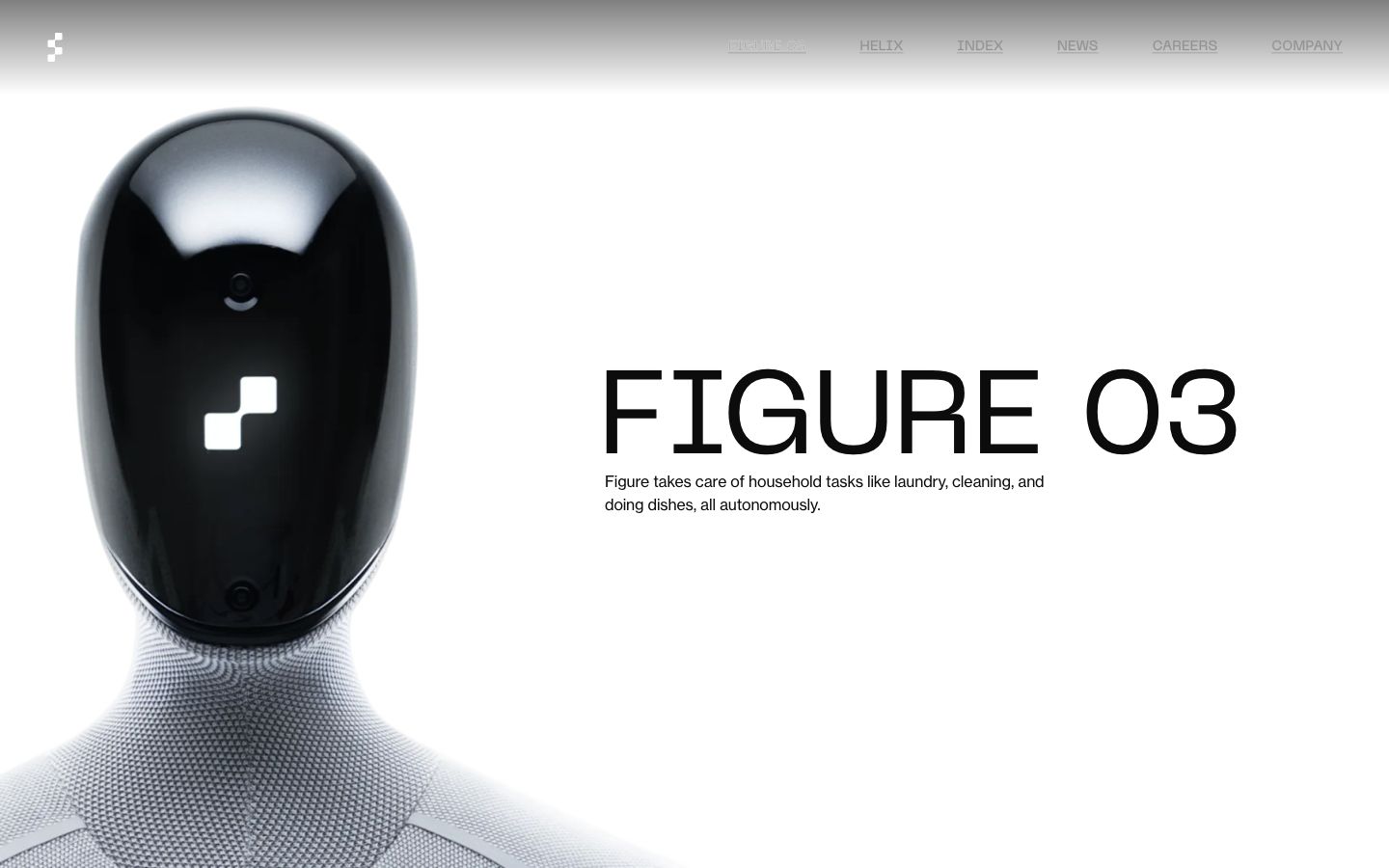 Figure 03’s official product page showing the humanoid robot and product name.