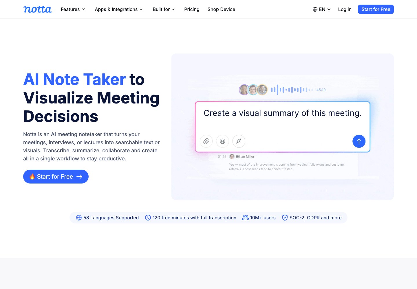 Official Notta product page (English)