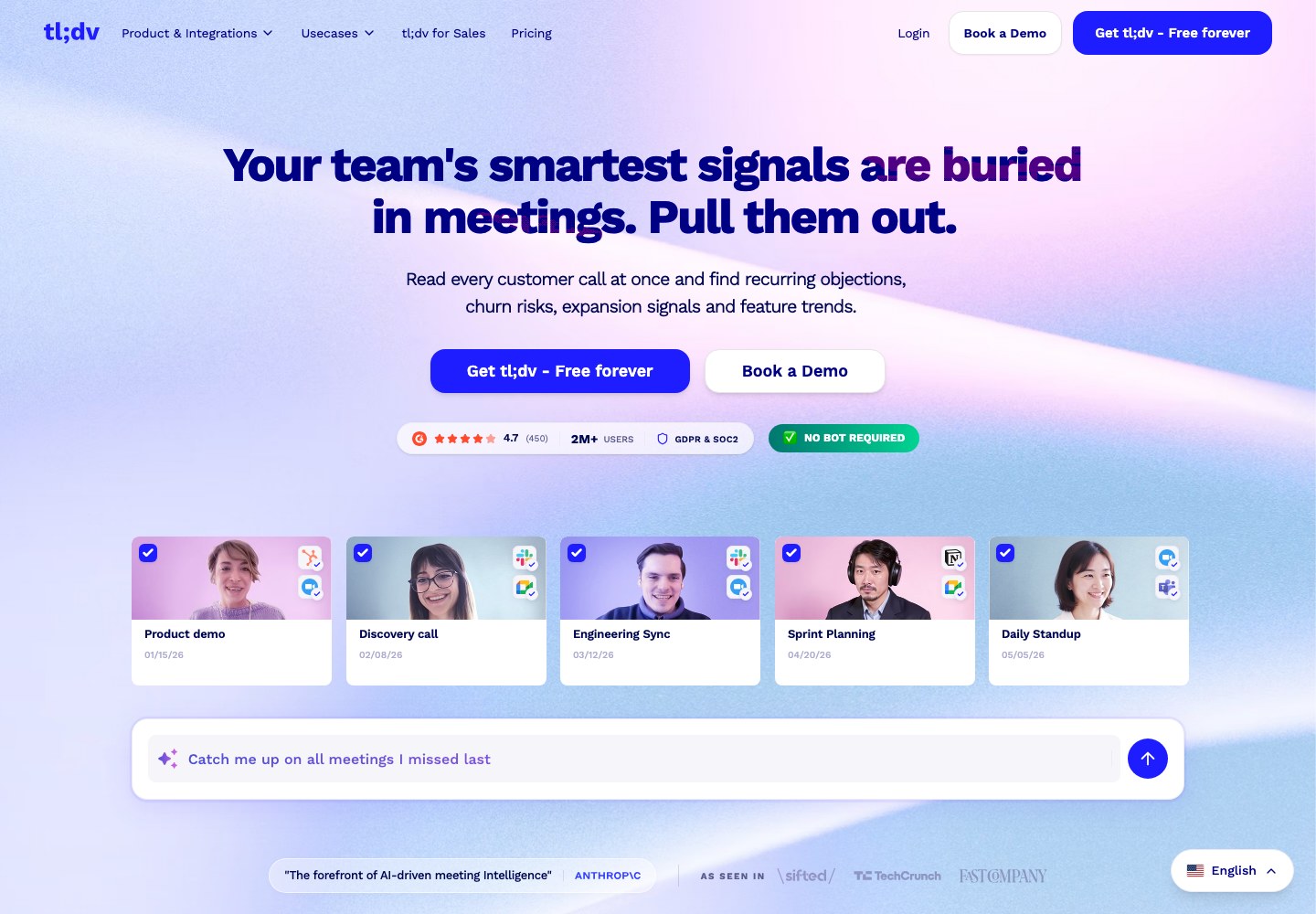Official tl;dv product page (English)