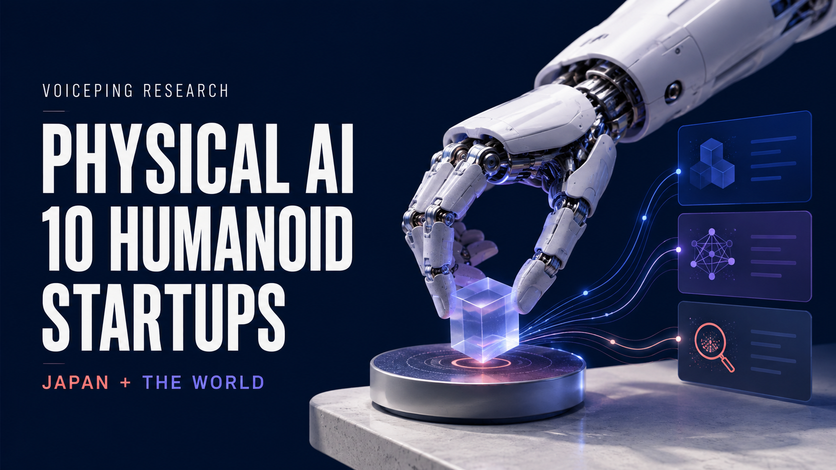 Conceptual robotic hand handling an object, illustrating research into physical AI and humanoid startups in Japan and worldwide.