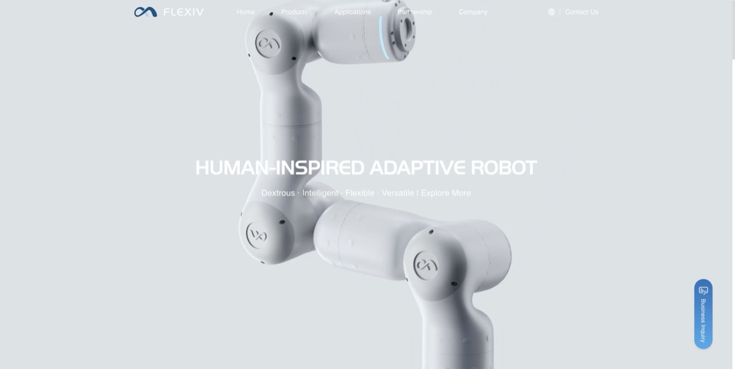 Flexiv website introducing its adaptive robot arm