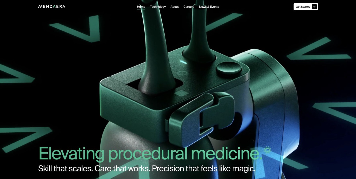 Mendaera website displaying its handheld Focalist device