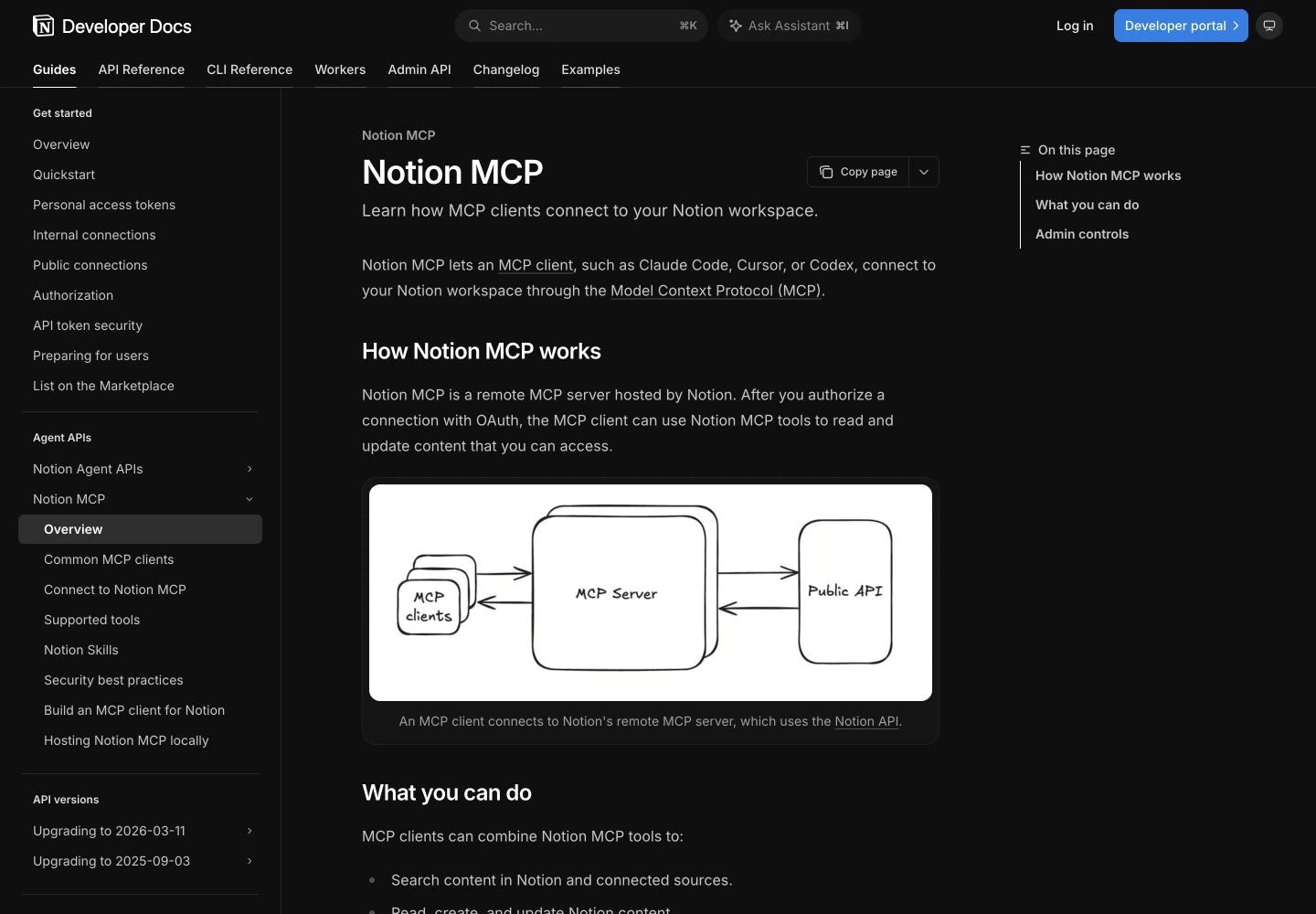 Notion MCP overview: public reference page