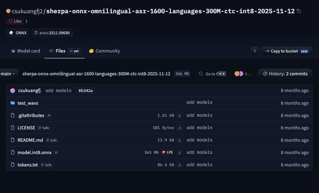 Omnilingual 300M official checkpoint reference