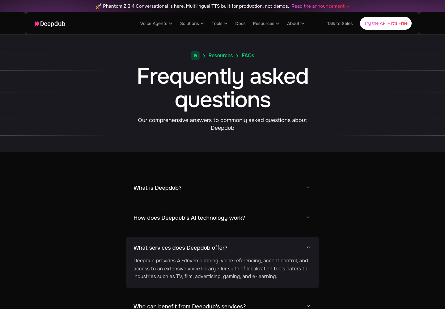 Deepdub’s official FAQ describes its production services.