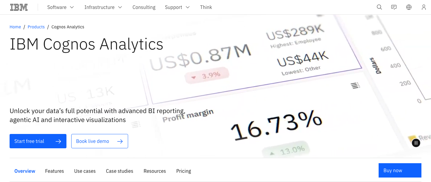 IBM Cognos Analytics official product page