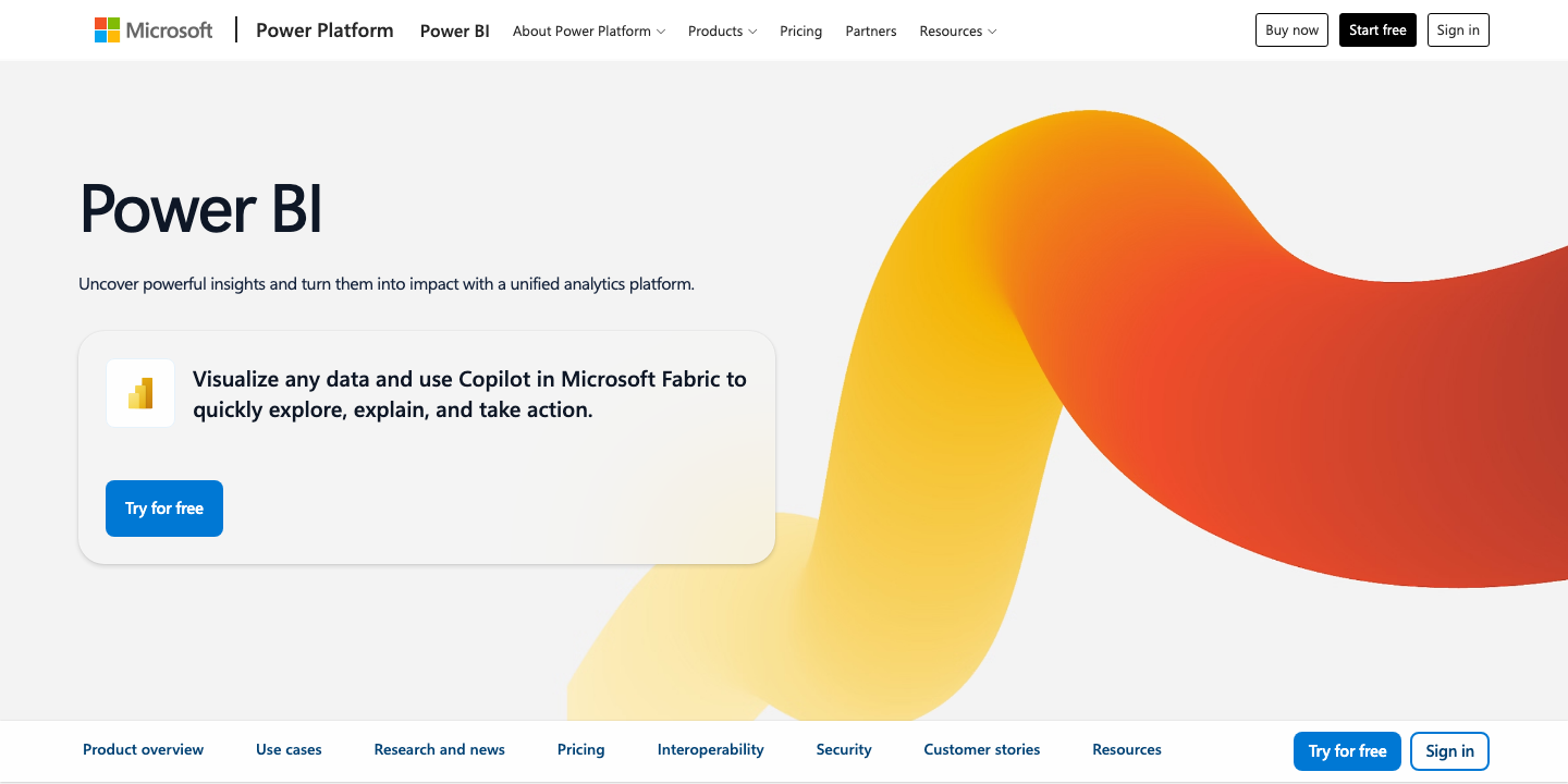 Microsoft Power BI official product page