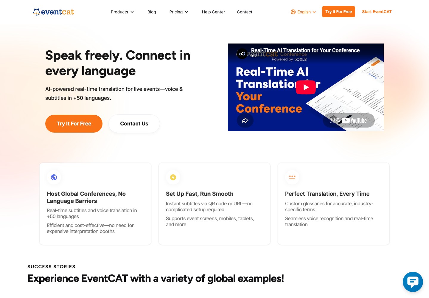 EventCAT Conference official event translation product page.