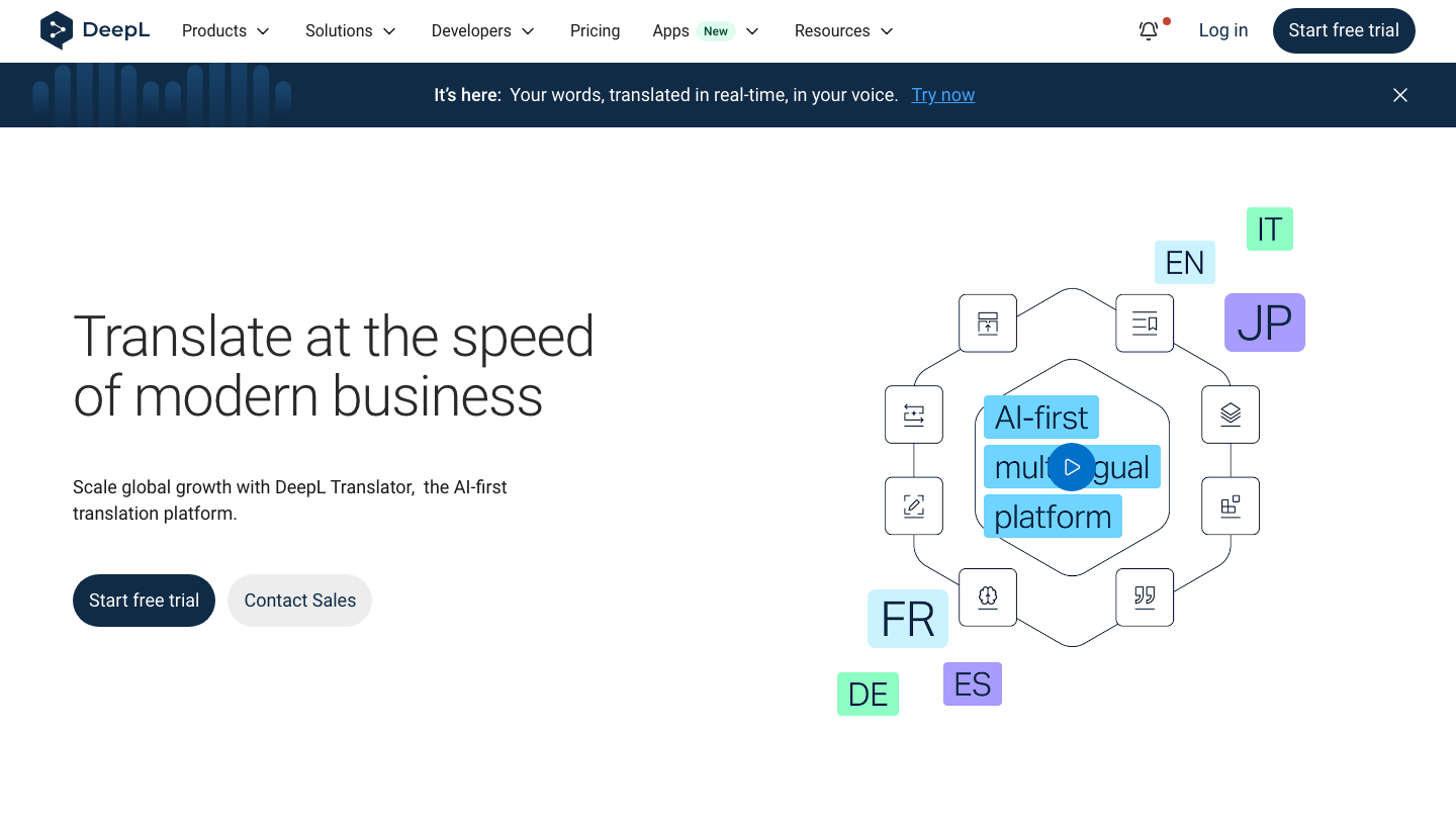 DeepL Translator’s official product page.