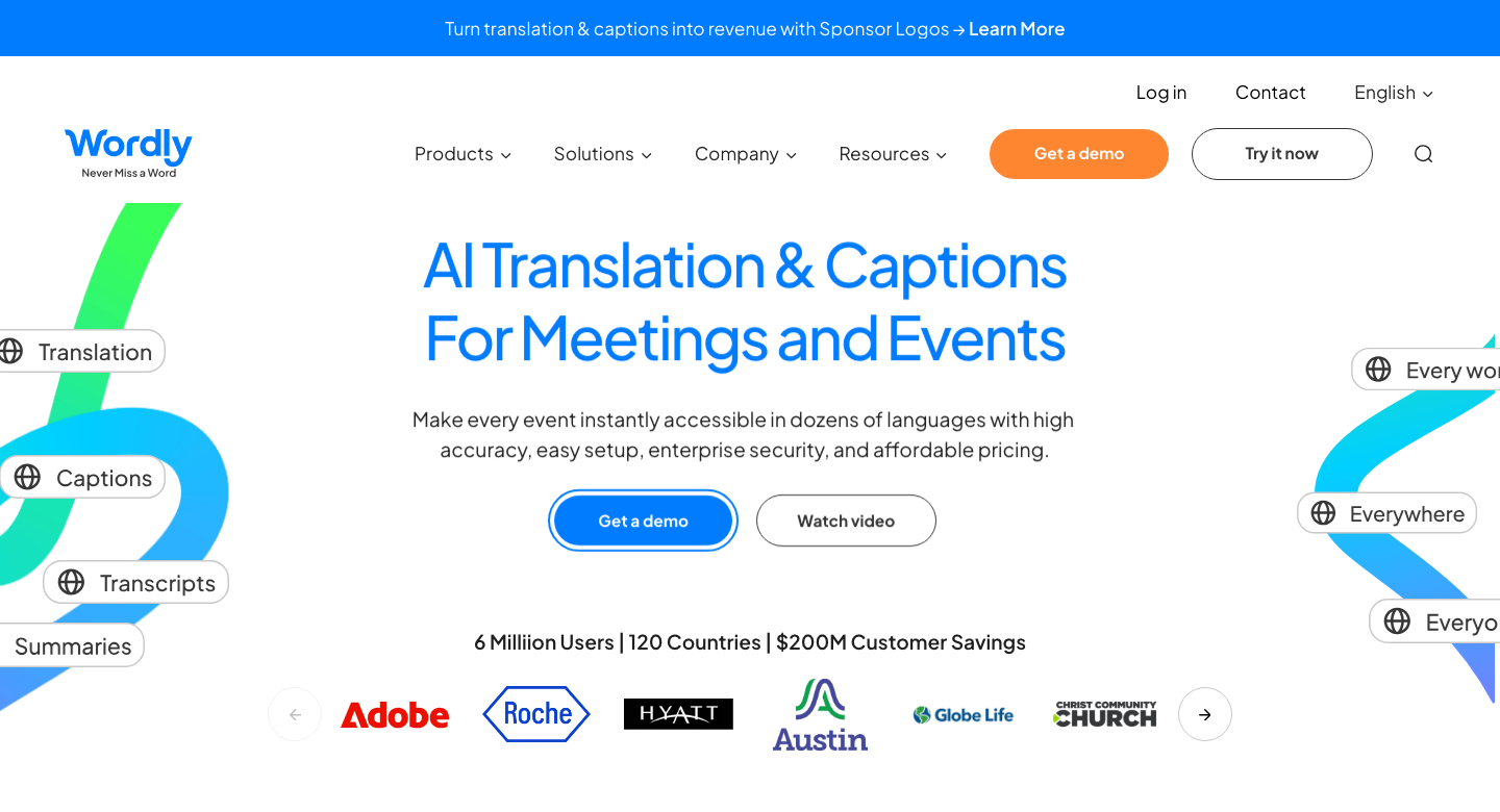 Wordly’s official translation and captions product page.