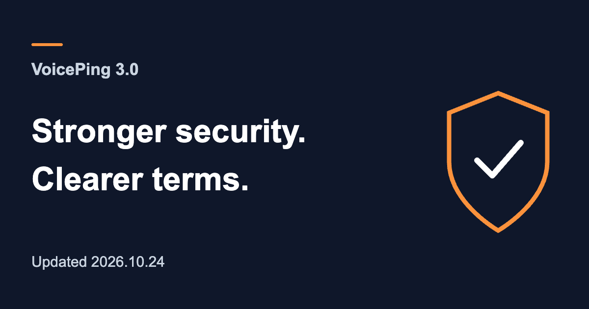 [Important] VoicePing 3.0 security improvements and Terms update