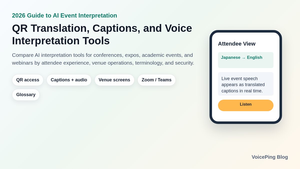 Best AI Event Translation Tools in 2026: QR Translation, Captions, and Voice Interpretation