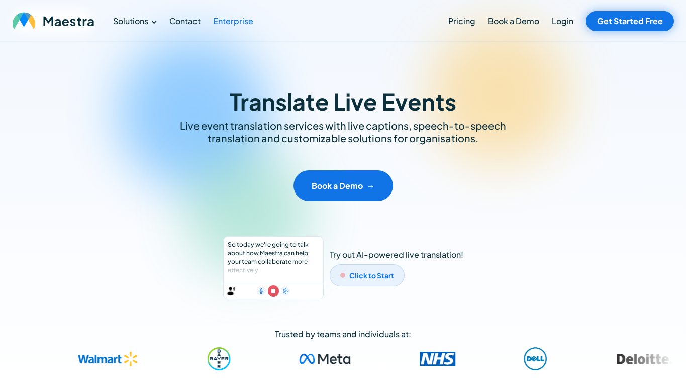 Maestra live event translation