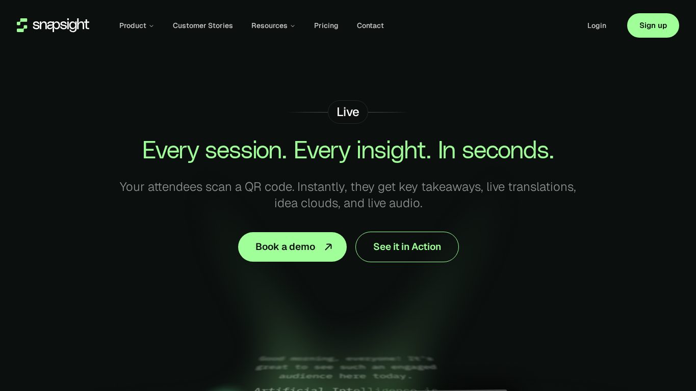 Snapsight live event transcription and translation