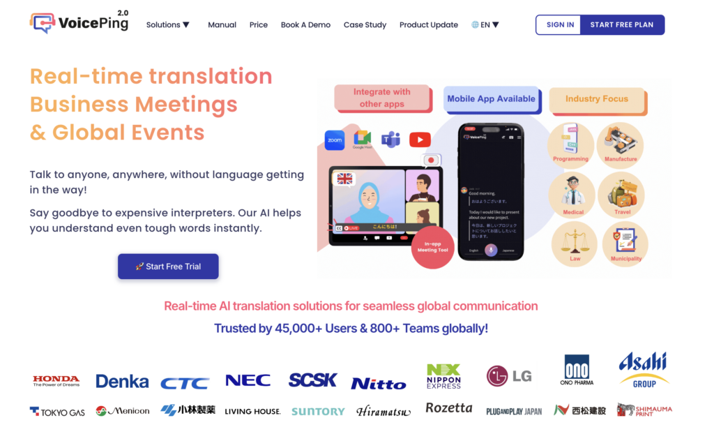 VoicePing translation display