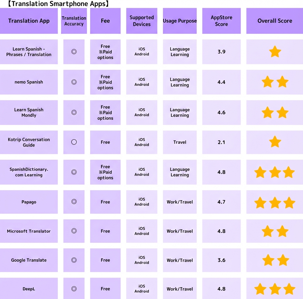 Spanish translation apps comparison