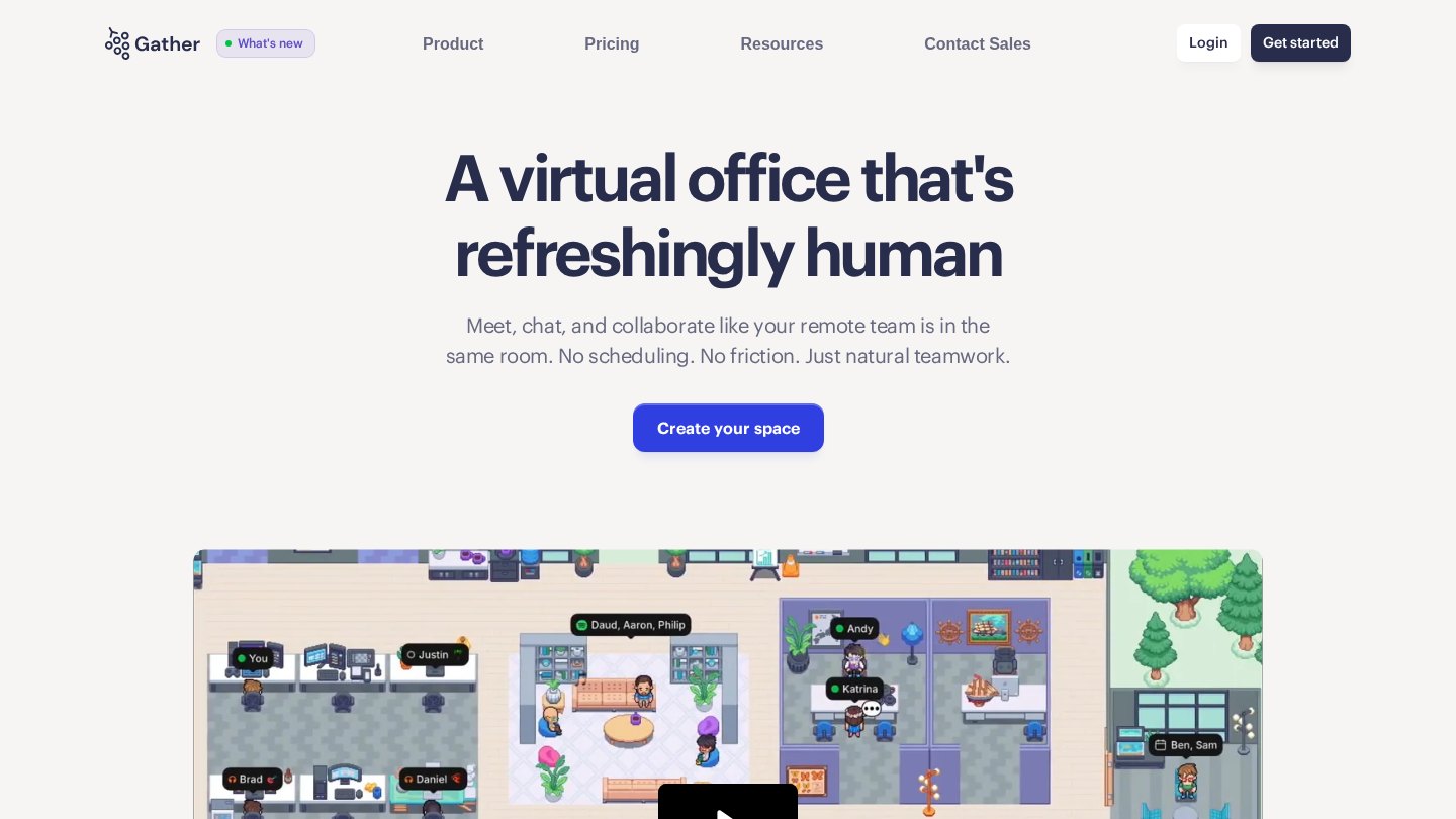 Gather virtual office official top screen