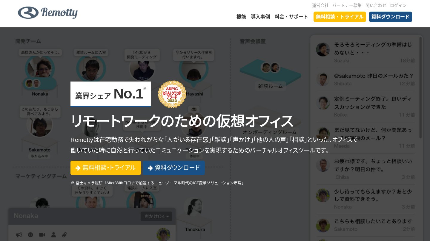 Remotty virtual office official top screen