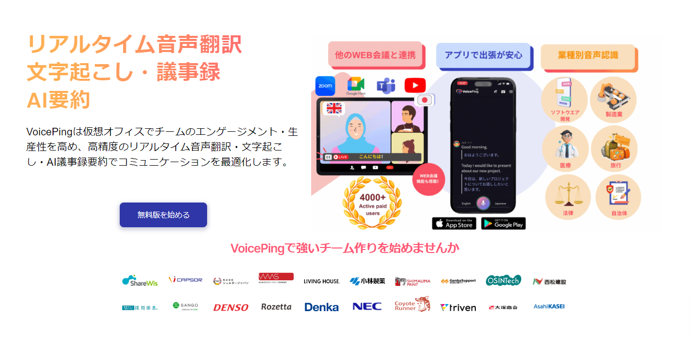 リアルタイム音声翻訳と会議の自動要約機能を備えた仮想オフィス-VoicePing-2-0