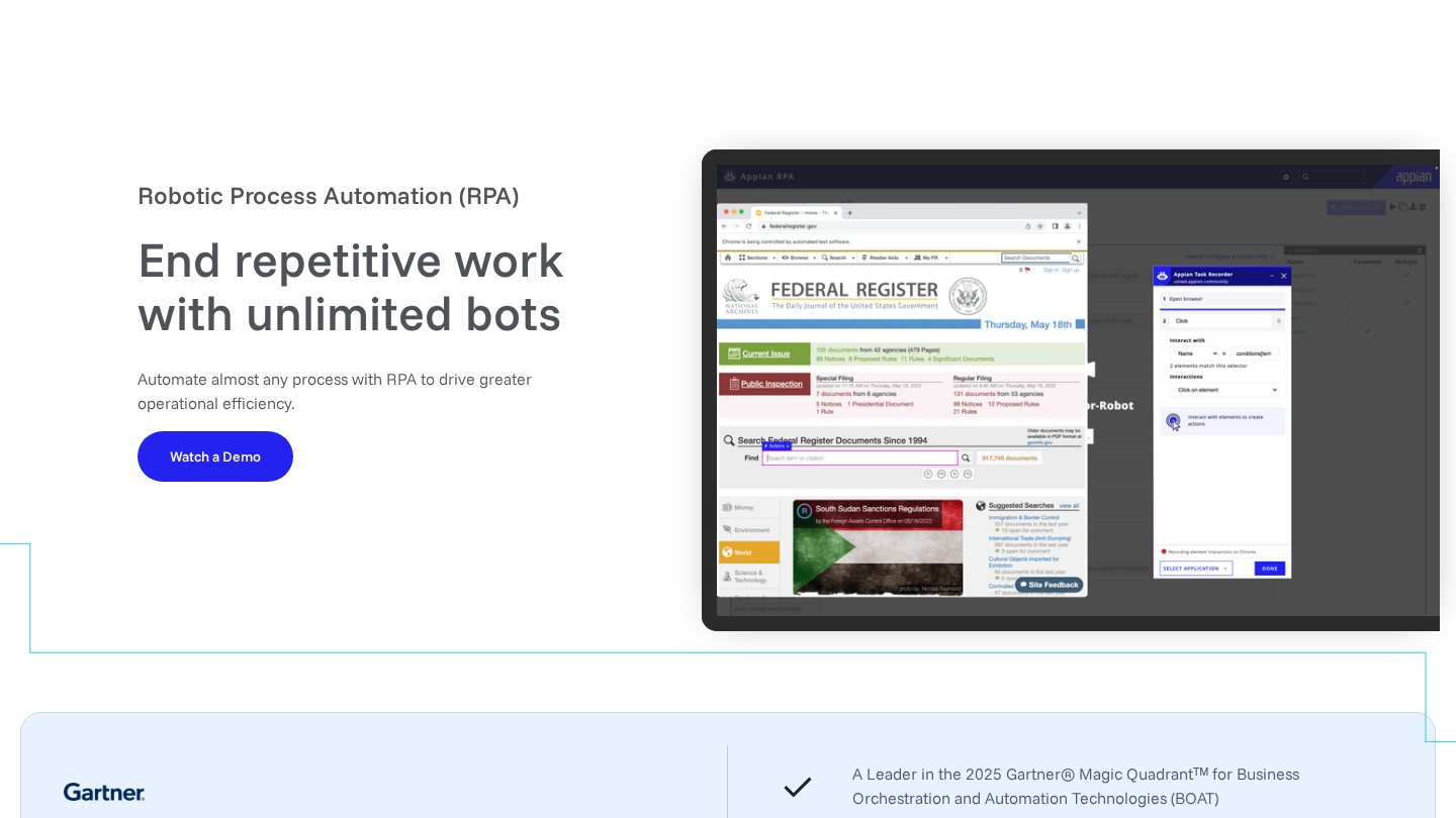 Appian RPA 공식 페이지 스크린샷