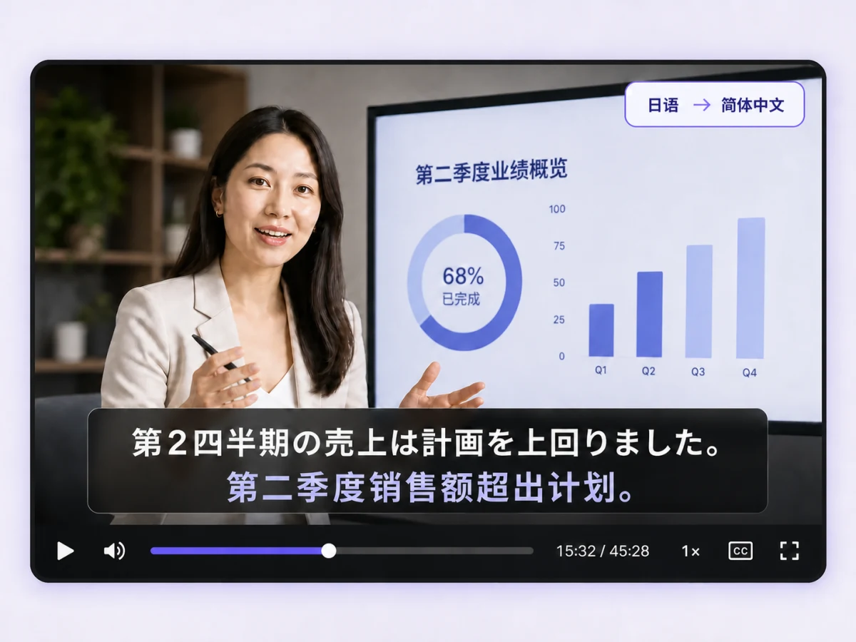 VoicePing视频与音频转写翻译简体中文界面示意图