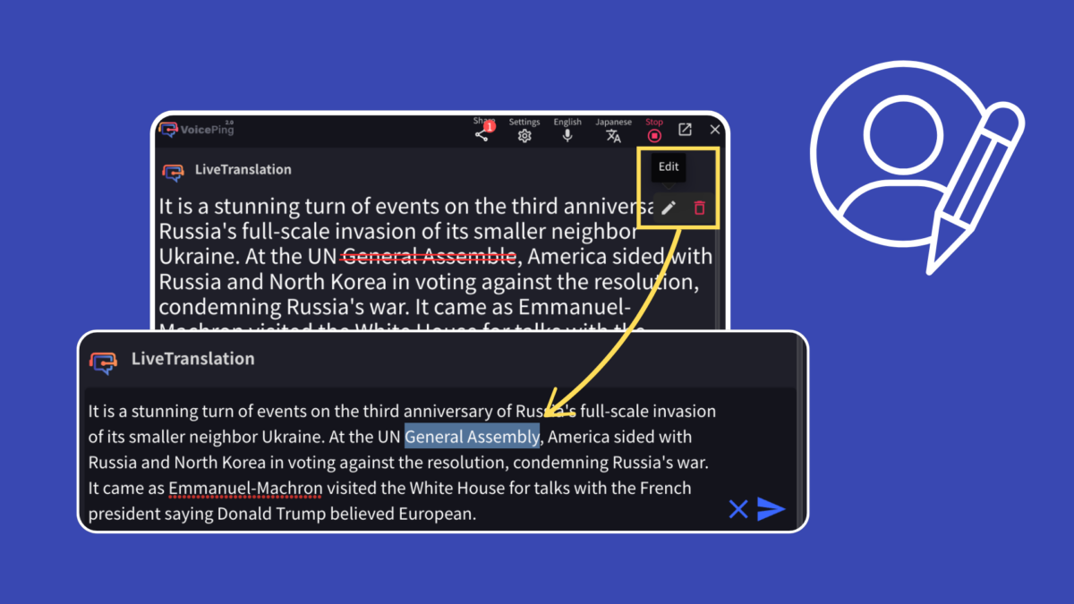 Edit Translations & Transcriptions in Real-time